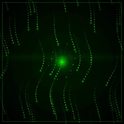Digital Rain Matrix Code Stream Flowing Binary Data Abstract Green Tech Bac.. Видео 347264268