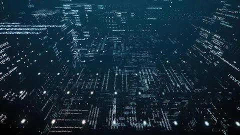 Digital rain of programming code creating immersive cyberspace environment イラスト素材