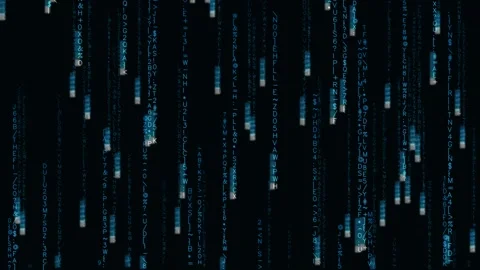 Digital rain with symbols and characters flowing in cyberspace background d.. Stock Footage 324650322
