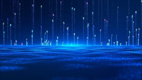 Digital Rainfall in Cyberspace: A Visualization of Abstract Data Flow. Stock Illustration