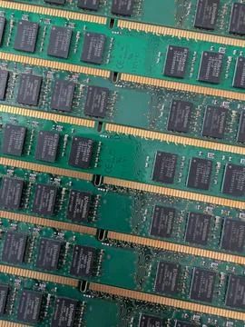 Digital RAM Modules Array Detail Stock Photos