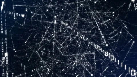 Digital random binary code background. Fly out through abstract 3D rendering of Video stock 83204835