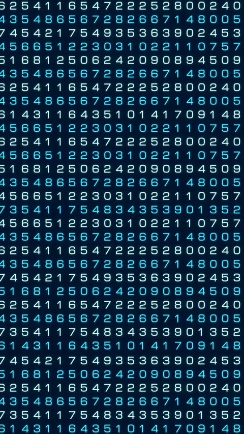 Digital random number sequences from 0 to 9 run across the screen, data, code. Video stock 320296763