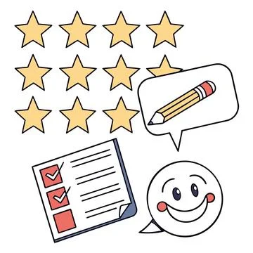 Digital Rating and Feedback System Vector Icons Set Stock Illustration