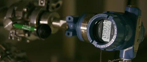 Digital read out or gauge on tank in factory Stock Footage 123929473