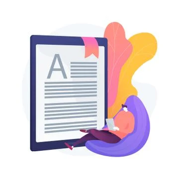 Digital reading abstract concept vector illustration. Stock Illustration