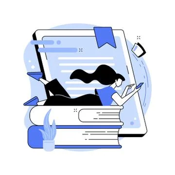 Digital reading abstract concept vector illustration. Stock Illustration