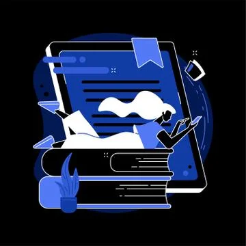 Digital reading abstract concept vector illustration. Stock Illustration