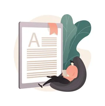 Digital reading abstract concept vector illustration. Stock Illustration