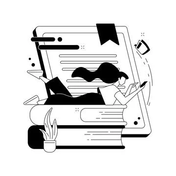 Digital reading abstract concept vector illustration. Stock Illustration