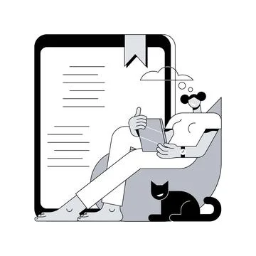 Digital reading abstract concept vector illustration. Illustrazione stock