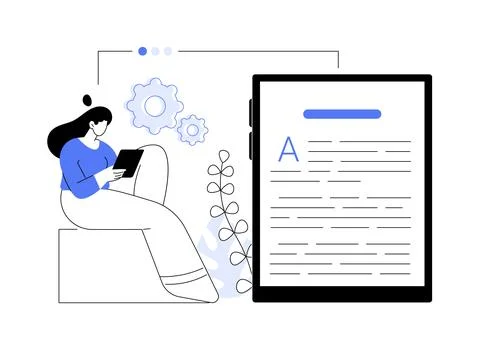 Digital reading abstract concept vector illustration. Stock Illustration
