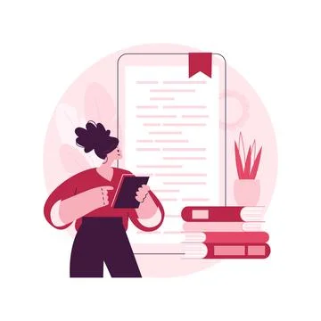 Digital reading abstract concept vector illustration. Stock Illustration