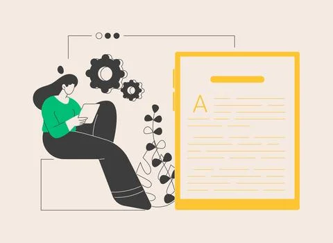 Digital reading abstract concept vector illustration. Stock Illustration