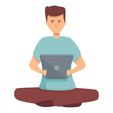 Digital reading icon cartoon . Read online Stock Illustration