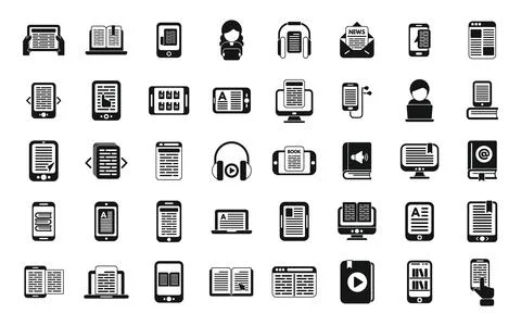 Digital reading icons set simple vector. Library book イラスト素材