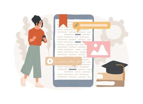 Digital reading isolated concept vector illustration. Stock Illustration