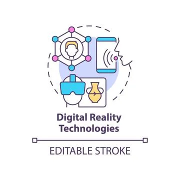Digital reality technologies concept icon Illustrazione stock
