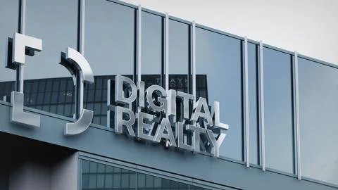 Digital Realty Stock data presented on the logo of the office facade editorial Stock Photos