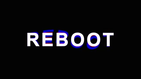 Digital Reboot Text Animation with Glitch Effect on Black Background Stock Footage 344037050