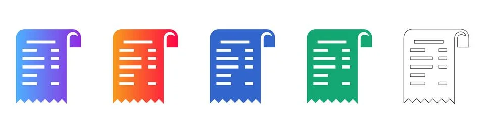 Digital Receipt and Invoice Document Icon Collection イラスト素材