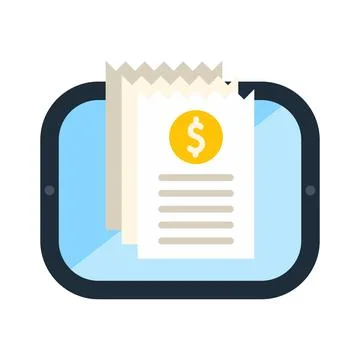 Digital receipt appearing on tablet screen electronic payment Stock Illustration
