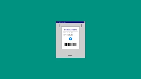 Digital receipt printing animation on computer screen stock video Vídeo Stock 347013239