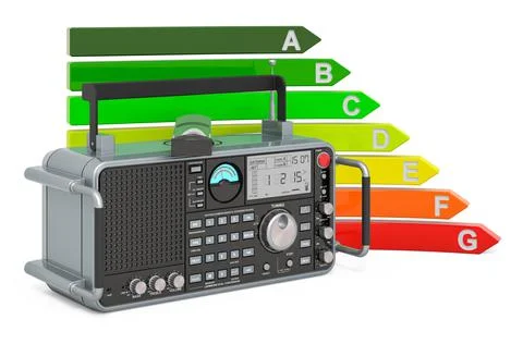 Digital receiver with energy efficiency chart, 3D rendering Stock Illustration