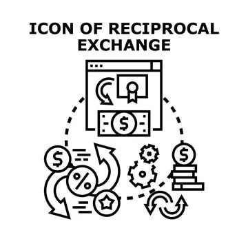 Digital reciprocal exchange process online financial transaction Stock Illustration