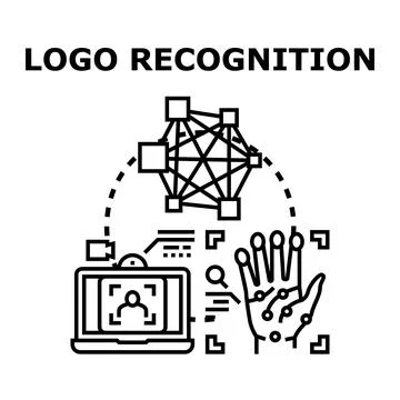 Digital recognition technology identifying human face and information イラスト素材