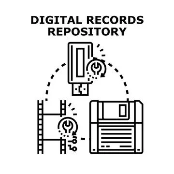 Digital records repository managing data storage migration Stock Illustration