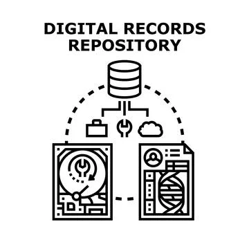 Digital records repository managing data and information storage イラスト素材