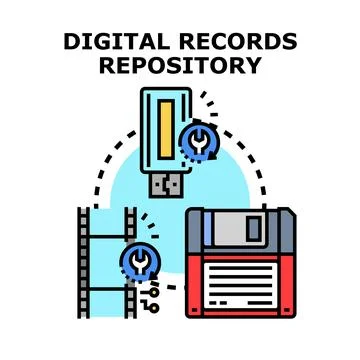 Digital records repository managing data storage migration Stock Illustration