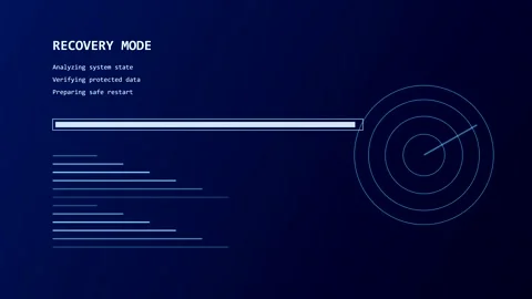 Digital recovery mode interface with loading bar and radar display Stock-Footage 347134250
