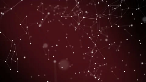 Digital red background with dots and lines. Abstract connection moving wave and  Stock Footage 168562642