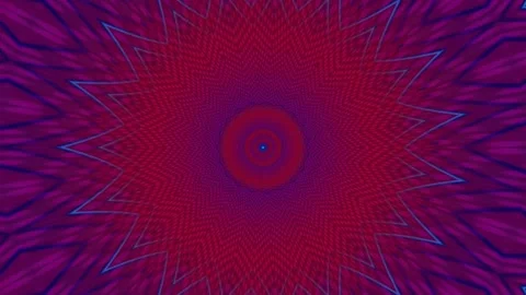 Digital Red Blue Chevron Pattern Kaleidoscope Tunnel Zigzag Line Radial Symmetry Stock Footage 324963573