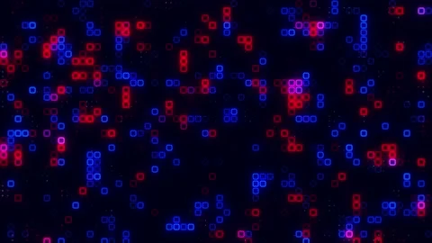 Digital red blue cube pattern grid Dancing round cube red color neon futuri.. Stock Footage 225492829