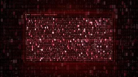 Digital Red Cyber Security Interface with Scrolling Binary Code and Data 스톡 동영상 343162563