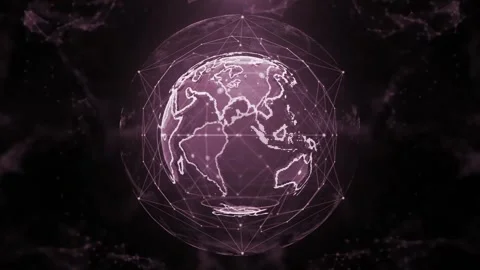 Digital Red Globe Loop Rotation Stock Footage 313512656