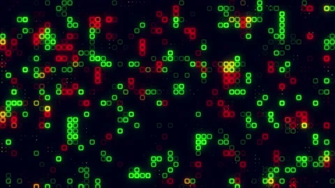 Digital red green cube pattern grid Dancing round cube red color neon futur.. Stock Footage 225492840