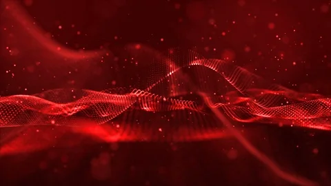 Digital red particles wave with dust motion abstract background Stock Footage 96087692