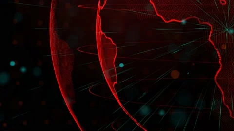 Digital red planet of Earth. 3D animation with digital Earth and particles. Stock Footage 206697206