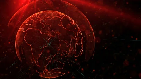 Digital red planet of Earth. 3D animation with digital Earth and particles. Stock Footage 209869926