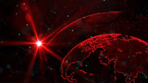 Digital red planet of Earth, 3D animation Stock Illustration