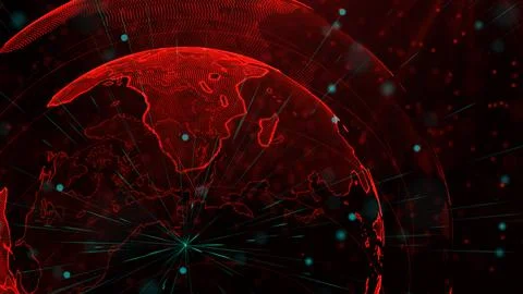 Digital red planet of Earth, 3D animation Stock Illustration