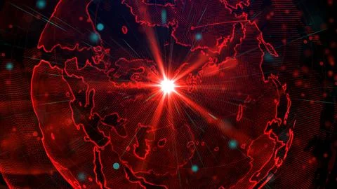 Digital red planet of Earth, 3D animation Stock Illustration