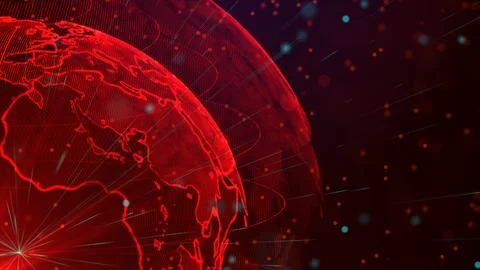 Digital red planet of Earth, 3D animation Stock Illustration