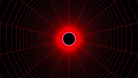 Digital red tunnel or wormhole. Abstract wireframe mesh with hole. 3D tunne.. Stock Footage 290851053