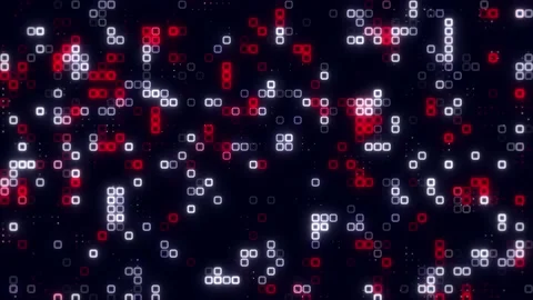 Digital red white cube pattern grid Dancing round cube red color neon futur.. Stock Footage 225494391