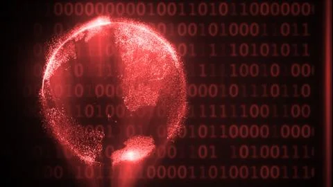 Digital red world on abstract background 3d illustration Foto stock